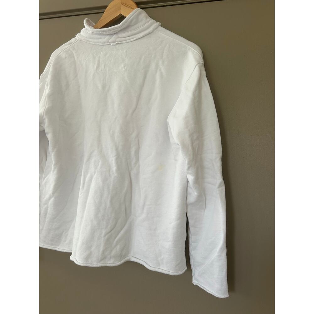 Frank & Eileen Patrick Popover Henley Sweatshirt White L Triple Fleece Raw Hem - Picture 5 of 16
